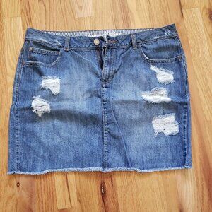 Tommy Hilfiger Distressed Denim Mini Skirt